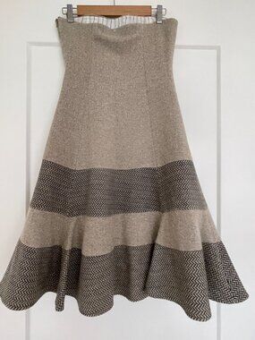 Y2K Petro Zillia Strapless Herringbone Tweed Dress Size 4